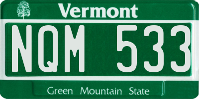 VT license plate NQM533