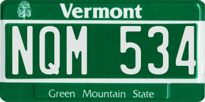 VT license plate NQM534
