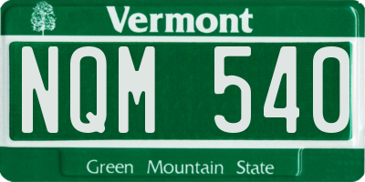 VT license plate NQM540