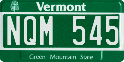 VT license plate NQM545