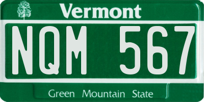 VT license plate NQM567