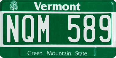VT license plate NQM589