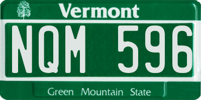 VT license plate NQM596