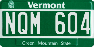 VT license plate NQM604