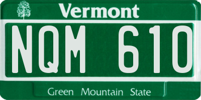 VT license plate NQM610