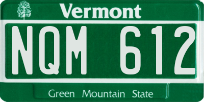 VT license plate NQM612