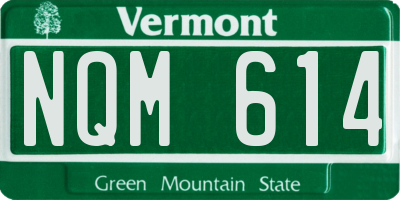 VT license plate NQM614