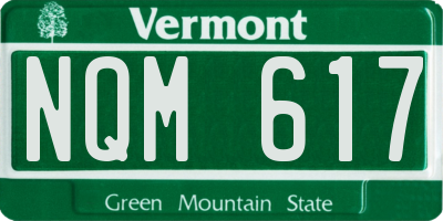 VT license plate NQM617