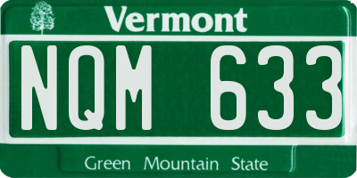 VT license plate NQM633