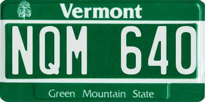 VT license plate NQM640