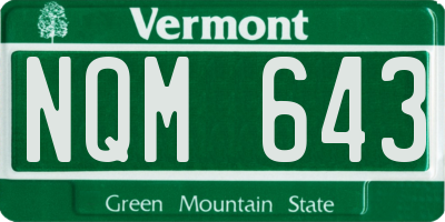 VT license plate NQM643