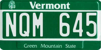 VT license plate NQM645