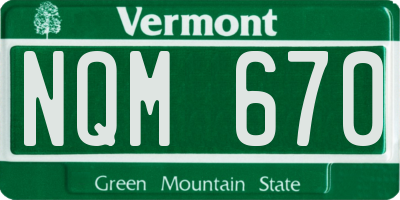 VT license plate NQM670