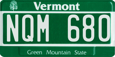 VT license plate NQM680