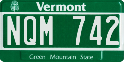 VT license plate NQM742