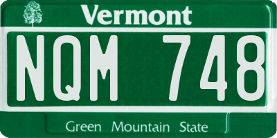VT license plate NQM748