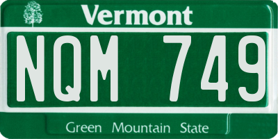 VT license plate NQM749