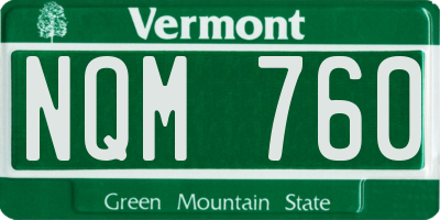 VT license plate NQM760