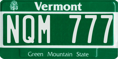 VT license plate NQM777
