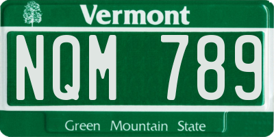 VT license plate NQM789