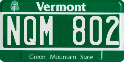 VT license plate NQM802