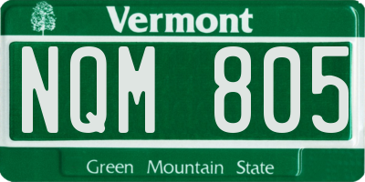 VT license plate NQM805