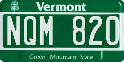 VT license plate NQM820