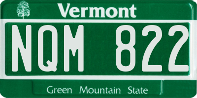 VT license plate NQM822
