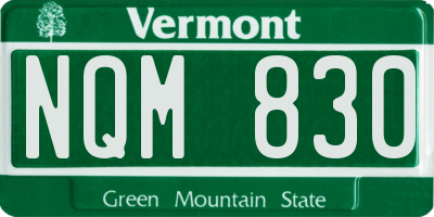 VT license plate NQM830