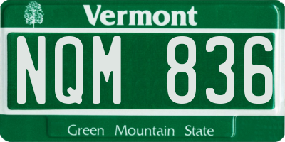 VT license plate NQM836