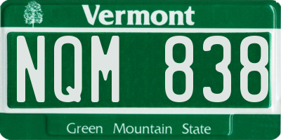 VT license plate NQM838