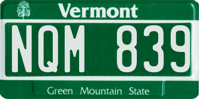 VT license plate NQM839