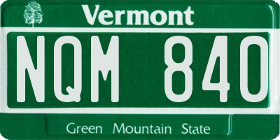 VT license plate NQM840