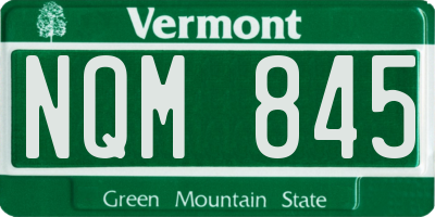 VT license plate NQM845