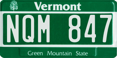 VT license plate NQM847