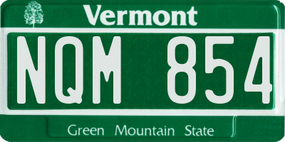 VT license plate NQM854