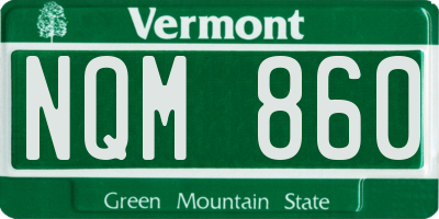 VT license plate NQM860