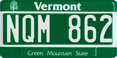 VT license plate NQM862