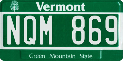 VT license plate NQM869