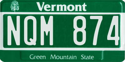 VT license plate NQM874