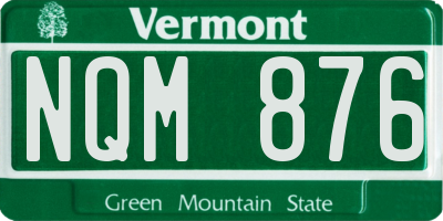 VT license plate NQM876