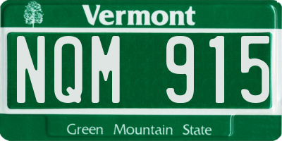 VT license plate NQM915