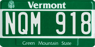 VT license plate NQM918
