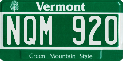 VT license plate NQM920
