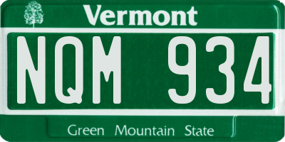VT license plate NQM934