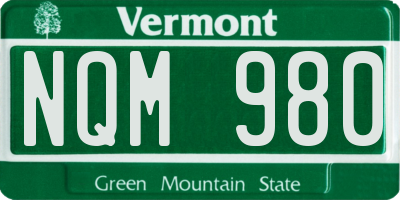 VT license plate NQM980