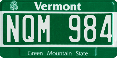 VT license plate NQM984