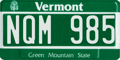 VT license plate NQM985