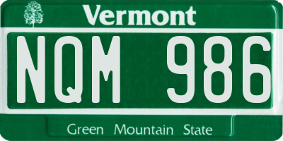 VT license plate NQM986