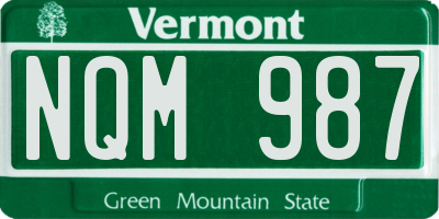 VT license plate NQM987